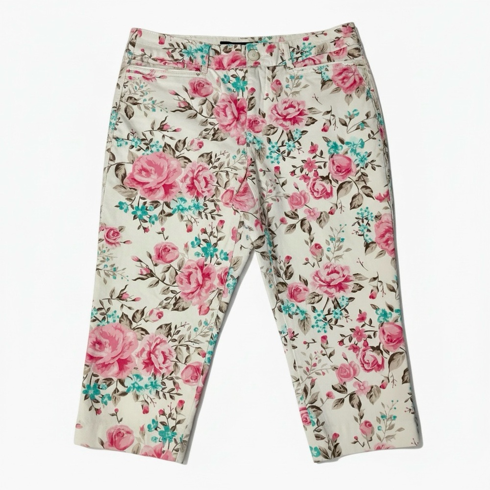 Intro Love The Fit Pants 4P Stretch Capri Tummy Control Coral Coquette cottage